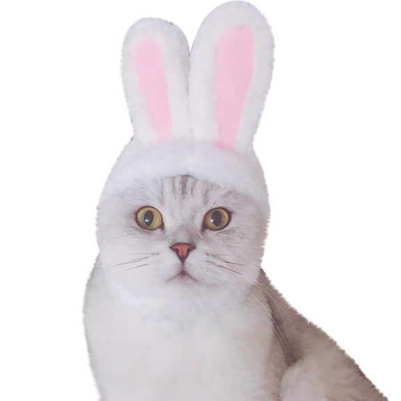 Cotton Rabbit Ears Pet Hat, 30-34cm Neck 17cm Height for Cat Small Dog Kitten Party Decoration