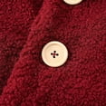 thumbnail image 3 of Povozer Toddler Baby Girl Fleece Jacket Long-sleeve Button Wool Blend Coat(Wine,2-3Y), 3 of 5