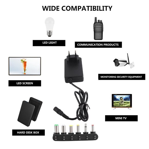 Adaptador Universal 30W 3V-12V Potencia De Voltaje Regulable Con 6