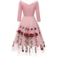 thumbnail image 4 of Mujeres Vintage Rose Bordado Temperamento V-cuello Sexy Vestido de hilo de red de manga larga Fridja  qw4528, 4 of 6