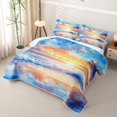 thumbnail image 3 of jejeloiu Sunset Beach Wave Quilt Full,Colorful Sky Full Bedspread Sets For Boys,Orange Blue,3-Piece, 3 of 7