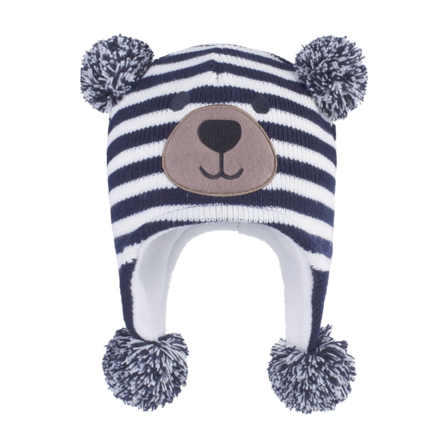 Gorro para bebé, gorro con forro polar de invierno, orejeras tejidas, gorros para niños, gorros para bebés y niñas con pompón