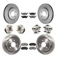 thumbnail image 1 of Transit Auto Front Rear Hub Bearing Assembly Disc Brake Rotor and Semi-Metallic Pad Kit (10Pc) for Car 2003 Chrysler Voyager Drum rear brakes with Non-ABS Left Right Side (Driver Passenger) KBB-109487, 1 of 11
