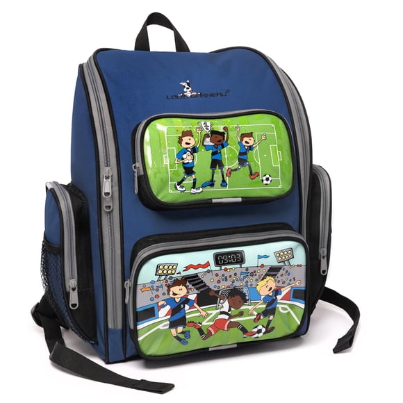 Louis Garneau Designer 20L Backpack, Water Resistant Rucksack with Front and Side Pockets for Preschool and Elementary School Kids - Soccer
