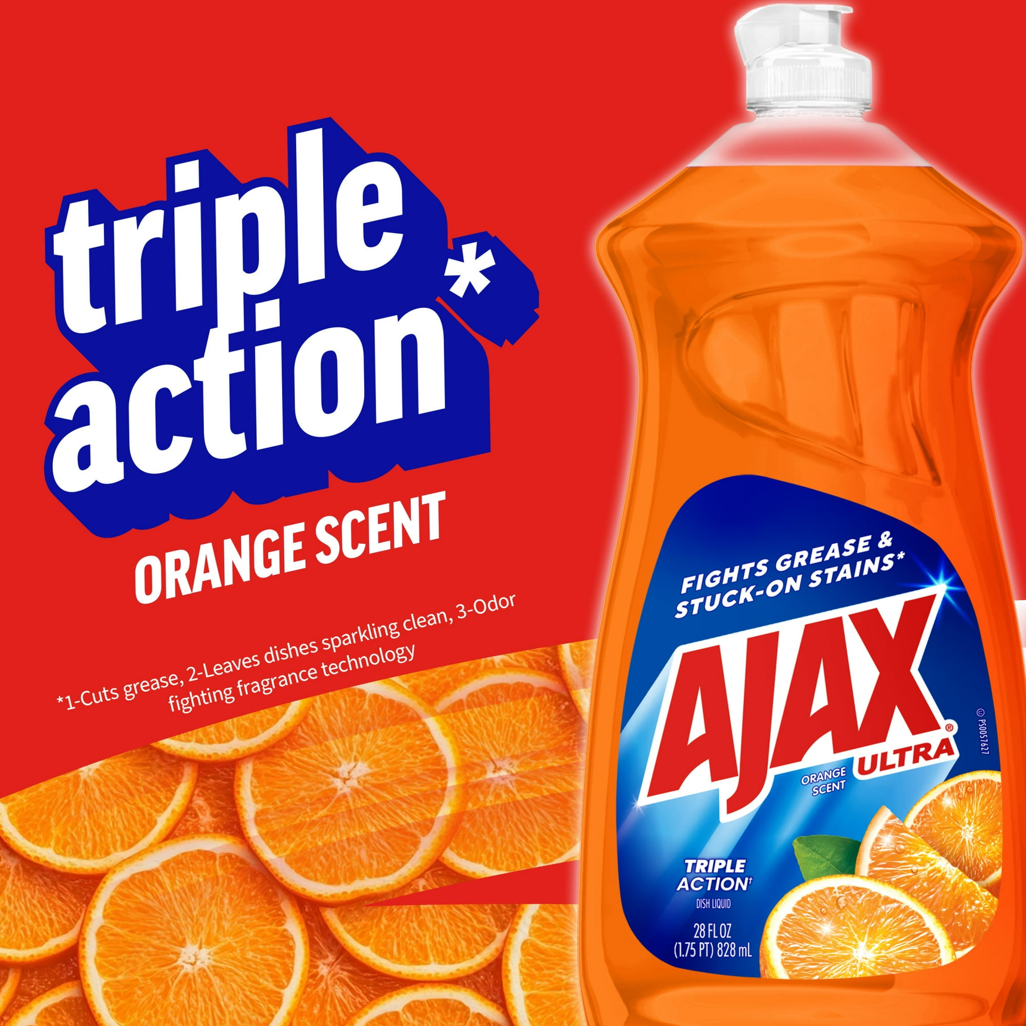 Ajax Ultra Triple Action Dishwashing Liquid Dish Soap, Orange Scent, 28 Fluid Ounce