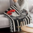 thumbnail image 3 of Vintage Rooster Blanket Soft Cozy Warm Throw Blanket for Couch, Plush Fuzzy Flannel Fleece Blankets for Sofa, Black White Striped Watercolor Bed Blankets Lightweight Gifts for Women, 40"x60", 3 of 9