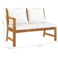 thumbnail image 5 of Patio Bench w White Cushions, Slatted Brown Solid Acacia Wood, 45 Inch, 5 of 5