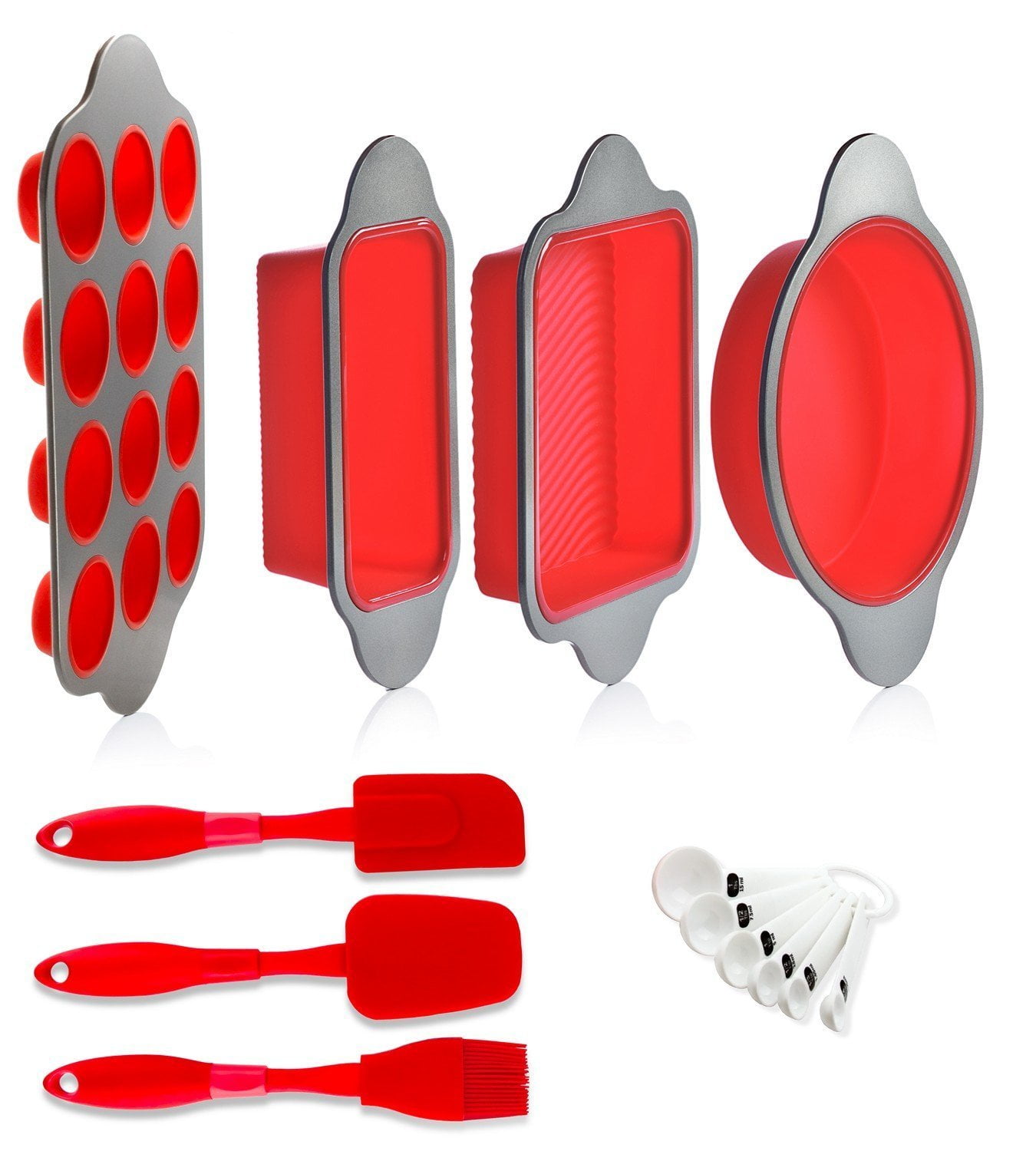 Silicone Baking Molds, Pans and Utensils (Set of 13) by Boxiki Kitchen