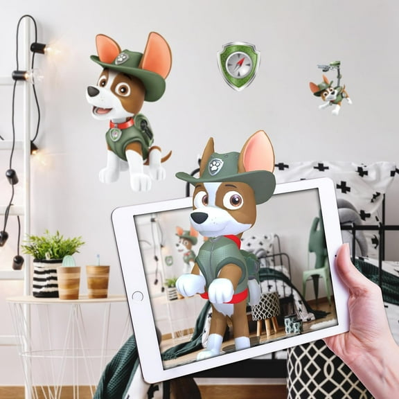 Wall Palz Nickelodeon Paw Patrol Wall Decal - 21" Tracker Vinyl Wall Stickers for Bedroom with 3D Augmented Reality Interaction - Paw Patrol Wall Décor