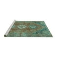 thumbnail image 2 of Ahgly Company Machine Washable Indoor Square Persian Turquoise Blue Traditional Area Rugs, 5' Square, 2 of 4