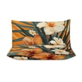 thumbnail image 3 of 3 Pcs Soft Bedding Set, Includes 1 Duvet Cover with Zipper And 2 Pillow,Shams Hawaiian Hibiscus Garden Orange Flowers Full(79"×90"), 3 of 8