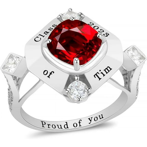 Ccjcinata Sterling Silver women's high school class rings-graduation rings for women 2024-class rings for women high school customizable-deluxe class ring (Sterling Silver - Platinium)