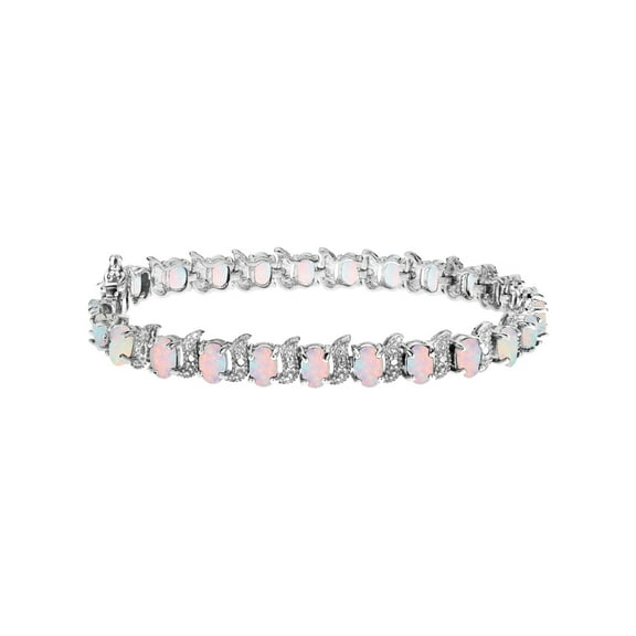 6.00 Carat (Ctw) Created Opal Bracelet in Sterling Silver