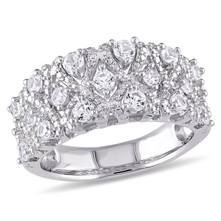 Created White Sapphire 1 3/10 Carat (ctw) Pave Lattice Ring In Sterling Silver