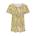 thumbnail image 5 of QQAMB Women's Tops Summer Crewneck Sequin Printed Shirts Casual Short Sleeve Blouses for Women Yellow XL, 5 of 5