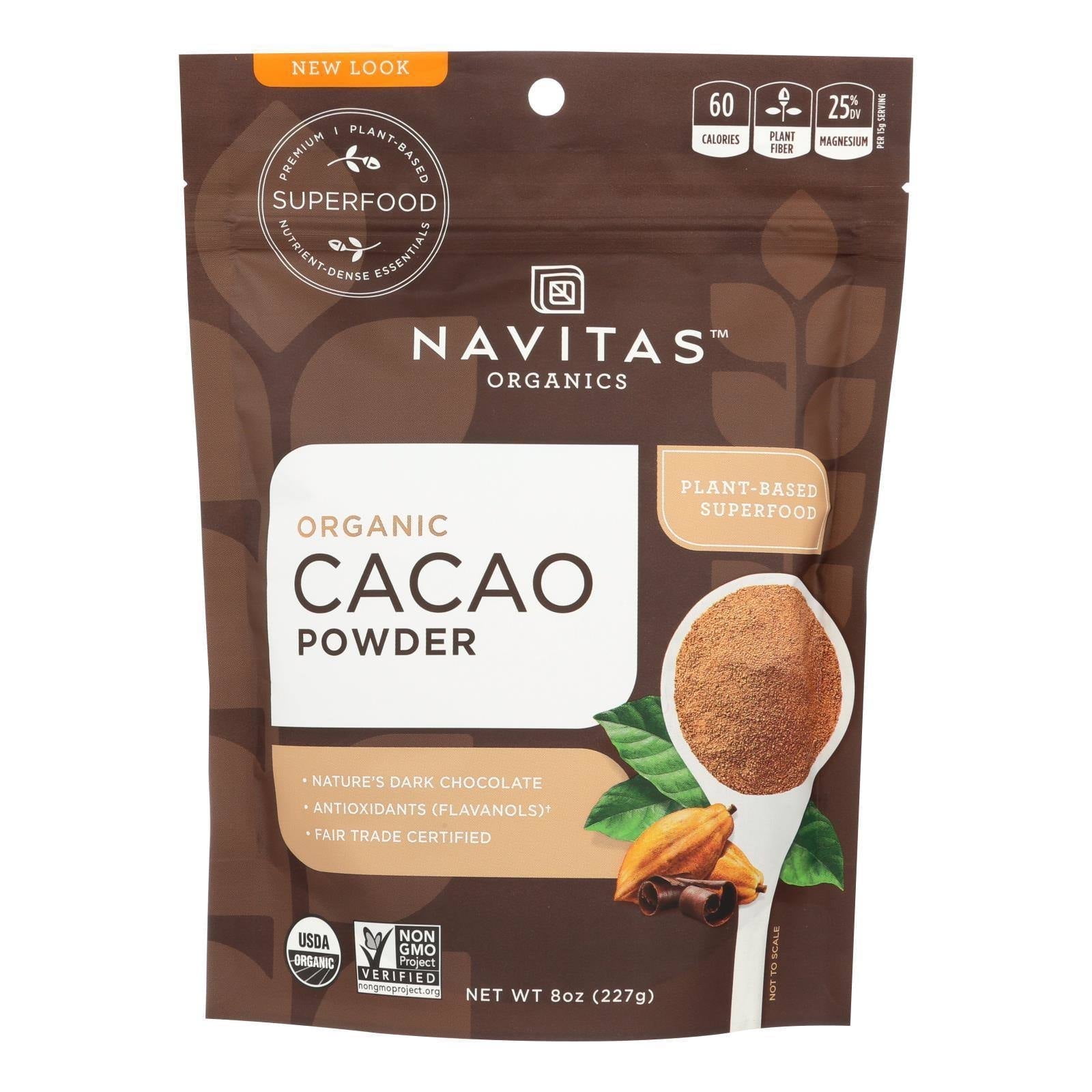 NAVITAS - Organic Raw Cacao Powder for Healthy Energy Boost - 8 oz, Case of 1
