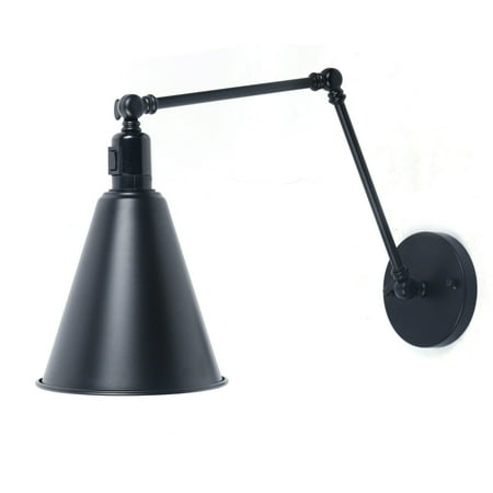 

OUKANING 110V Retro Metal Horn Wall Sconce Swing Arm Adjustable Vintage Wall Mount Light for Bedroom Study E26