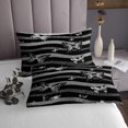 thumbnail image 3 of Erosebridal Black Grey Striped Coverlet Set Queen, Butterfly Print Bedding Set, 3pcs, 3 of 5