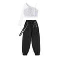 thumbnail image 3 of Linjinx Girls 2 Piece Hip Hop Dance Clothing Set Trendy Crop Top Cargo Pants Workout Outfit Silver 14, 3 of 7