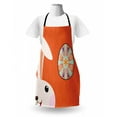 thumbnail image 3 of Bunny Apron, Simplistic Doodle Rabbit with Floral Ornamental Eastern Egg on Carrots, Unisex Kitchen Bib with Adjustable Neck for Cooking Gardening, Adult Size, Burnt Sienna Multicolor, by Ambesonne, 3 of 4