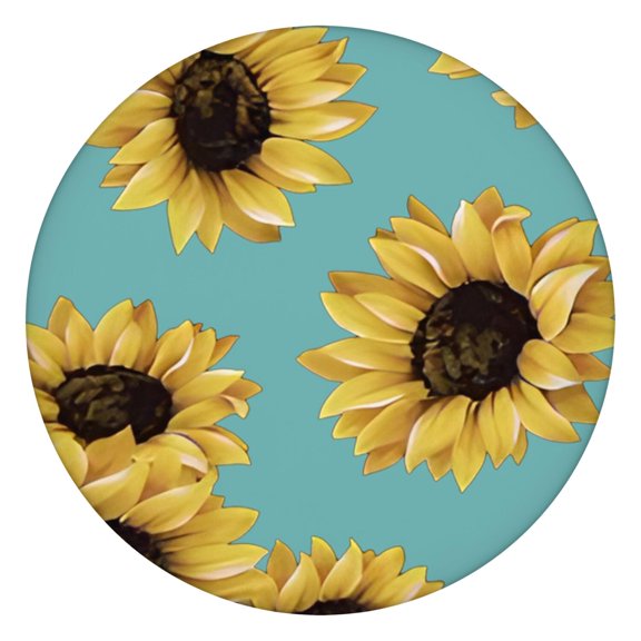 Sunflower Round Elastic Tablecloth, Water-Repellent Fitted Cover for Dining Room or Outdoor Table, Fits 44-52 Inch Diameter Tables