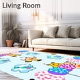 thumbnail image 2 of ODIKA 2'x3' Machine Washable Non-Slip Area Rug, Safari Friends Joyful Parade with Interlocking Balloon Motif and Cloud Accents High Traffic Rug, Blue, 682663, 2 of 7