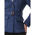 thumbnail image 5 of DARING DIVA Women's Faux Suede Belted Lapel Single Breasted Blazer L Dark Blue, 5 of 6