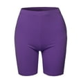 thumbnail image 2 of A2Y Women's Basic Solid Premium Cotton Mid Thigh High Rise Biker Bermuda Shorts Purple M, 2 of 5