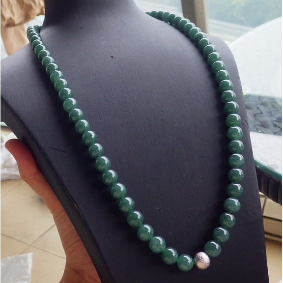 Certified Icy Green Burma Natural A JADE Jadeite Bead Beads Necklace 26 inches 655224 TN