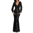 thumbnail image 1 of Prolriy Robes d'Invité de Mariage pour Femmes Robes de Soirée Sirène Brodées Sans Manches Col en V Robe de Demoiselle d'Honneur Longue Robe Longueur au Sol Robes de Fête pour Femmes 2025 Robe Formelle Noire m, 1 of 6