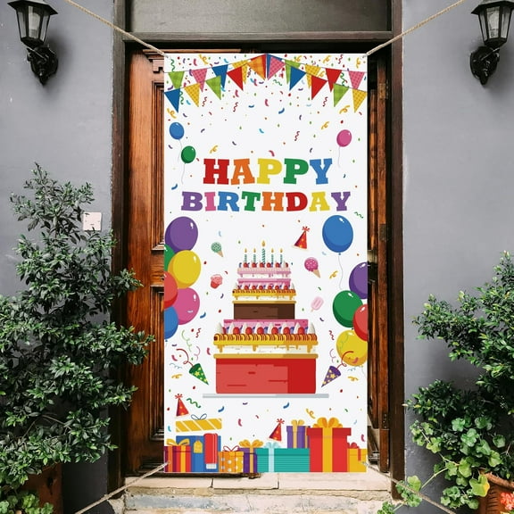 1 Pc Colorful Birthday Party Door Cover Happy Birthday Door Banner Photography Background Birthday Party Supplies Birthday Decorations