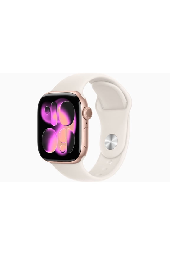 Restored Apple Watch Series 11 - GPS + Cellular - 42mm Rose Gold Aluminum Case with Starlight Sport Band - M/L (Refurbished)