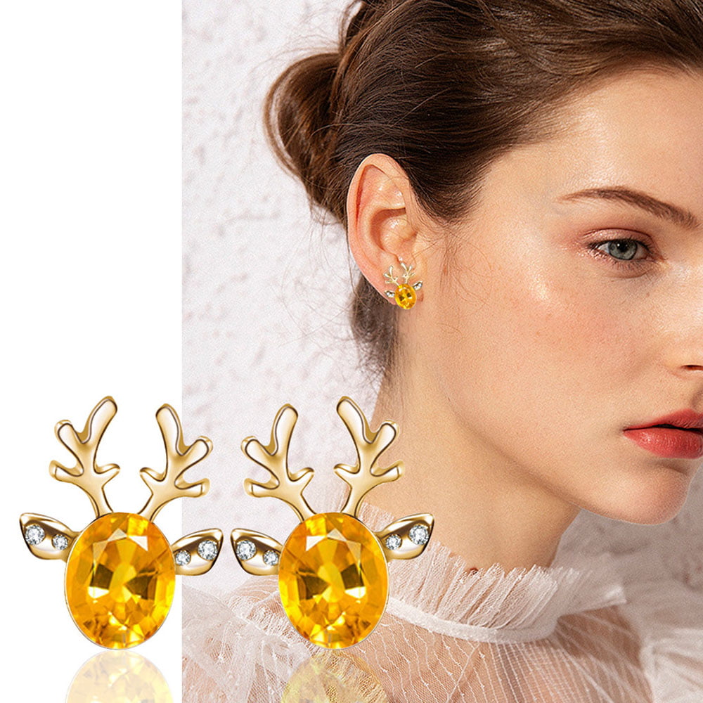 Shiny New Arrival Fashion Jewelry Stud Earrings Christmas Gifts Deer Shape 