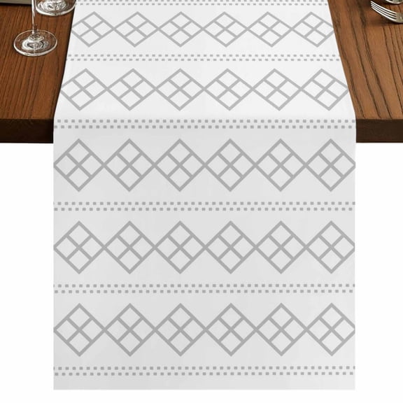 Table Runners 36 Inches Long Dress Scarves, Grey Boho Farmhouse Kitchen/Dining Table Runner, Short Coffee Tablerunners, Vintage Ethnic Tribe Abstract Art 13x36 Inch