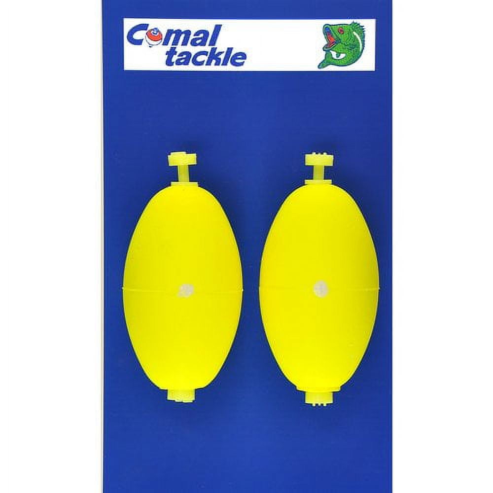 (2 pack) Comal Weighted Rattle Fit Snap-On Fishing Bobbers, Yellow, 2.5-Inch, 2-Pack