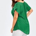 thumbnail image 2 of Gibobby Blusa Termica Camiseta manga encaje sólido más blusa tamaño mujer murciélago corto Casual Tops blusa de mujer（Verde， XXL), 2 of 5