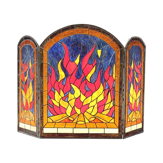RADIANCE goods Tiffany-Style 3pcs Arched Folding Fireplace Screen 42" Wide