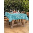 thumbnail image 2 of Outdoor Tablecloth with Umbrella Hole and Zipper, Turquoise Christmas Rectangle Table Cloth 60x84 Inch Waterproof Tablecloth, Winter White Snowflakes Patterned Picnic Table Cover for Patio Camping, 2 of 7