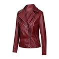 thumbnail image 6 of IROINNID Women's Faux Leather Jacket Long Sleeve Solid Color Notch Lapel Outwear, Comfy Leather Cardigan with Pocket Short Jacket, 6 of 6