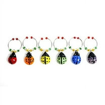 Glass Ladybug Wine Charms (Set of 6)
