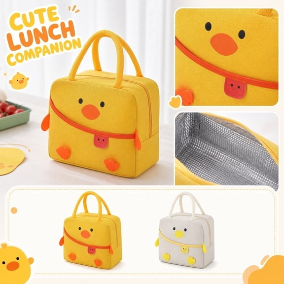 Clearance! Lunch Bag Cartoon Zipper Kids - Portable Insulated Thermal Tote with Handle, Cute Lunch Box Bag and Storage Bag for School and Picnic,Beige