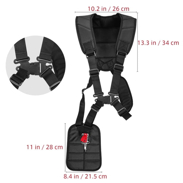 WINOMO - Arnés universal de doble hombro para desbrozadora, con gancho de transporte (negro), 1 unidad