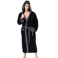 thumbnail image 1 of Men's Hooded Bathrobe and Pajama Set Color Blocked Design Patch Pocket Loungewear Comfortable Sleepwear for Relaxation, 1 of 3