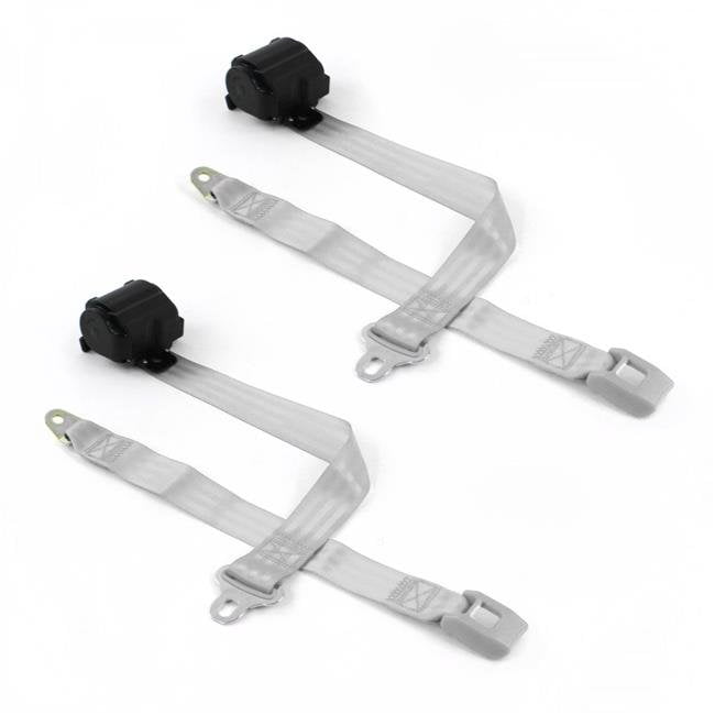 Standard 2 Point Gray Retractable Bucket Seat Belt Kit with 2 Belts for