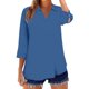 thumbnail image 2 of Mujeres 3/4 Manga Tops Y Blusas Color Sólido Turndown Cuello en V Suéter, 3/4 Manga Tops Casual para las Mujeres Suave Blusa de Poliéster, Ligero Primavera Verano Camiseta de Moda, 2 of 5