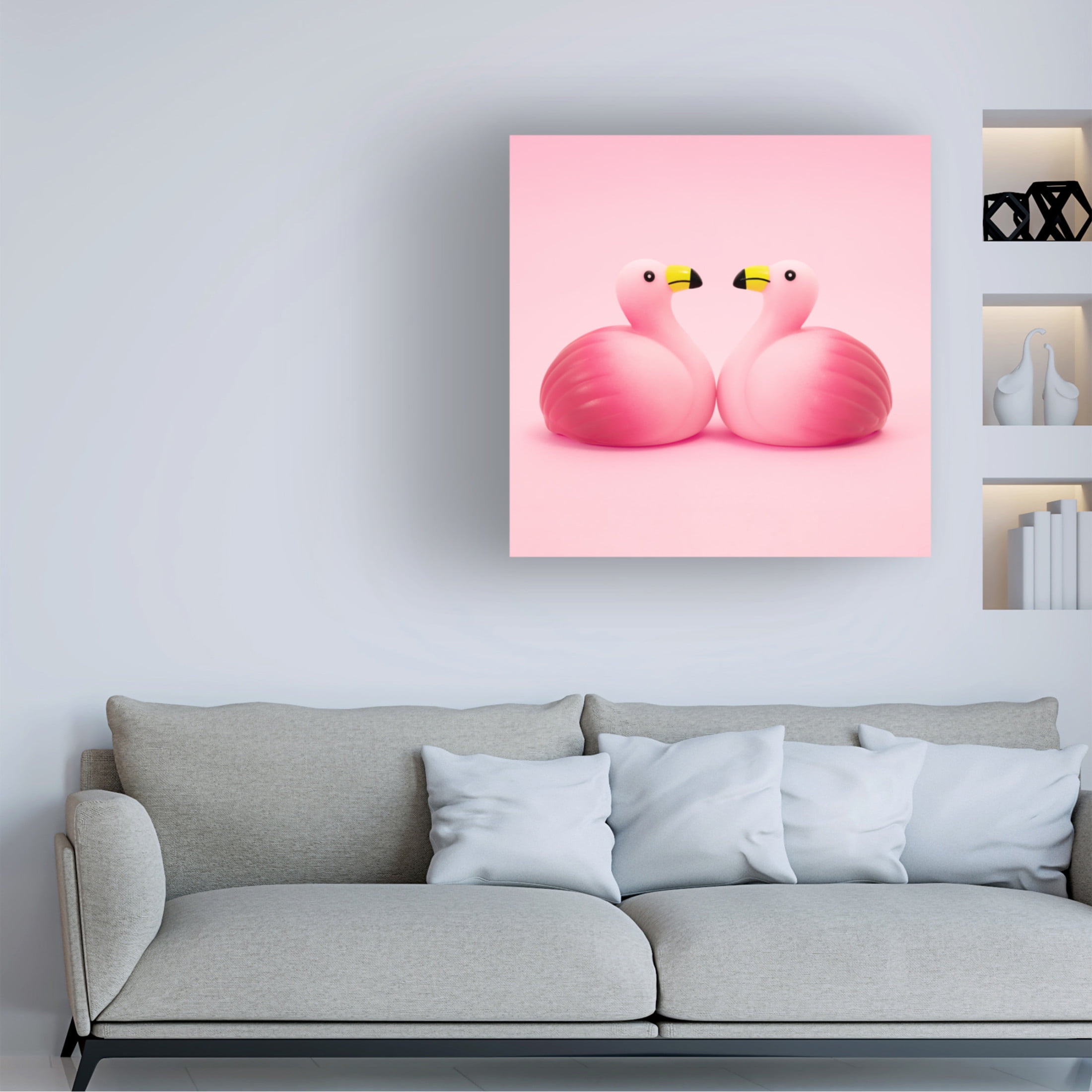 Canvas Wall Art - Julia Ramiro 'Flamencos.4.1' Wall Art for Living Room, Bedroom, or Office Décor by Trademark Fine Art - 35 x 35 Inches