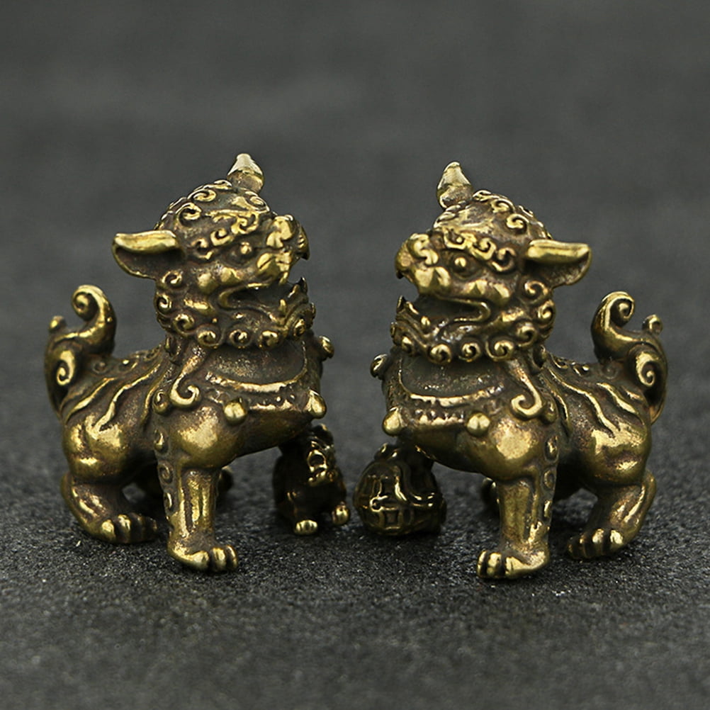 unbranded 4 pcs Lion Sculpture Adornments Mini Lion Decoration Office Home Pet