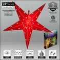 thumbnail image 3 of Aurora Superstar 24" Red Hanging 5 Point Star Light LED Lantern Decor, Weatherproof Fold-Flat Plastic Lighted Star, 3 of 7