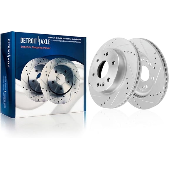 Detroit Axle - Front Brake Rotors for Cadillac Escalade ESV Chevrolet Silverado 1500 LTD Suburban Tahoe GMC Sierra 1500 Yukon, Drilled and Slotted Disc Brake Rotors Replacement : 13.50" inch Rotor