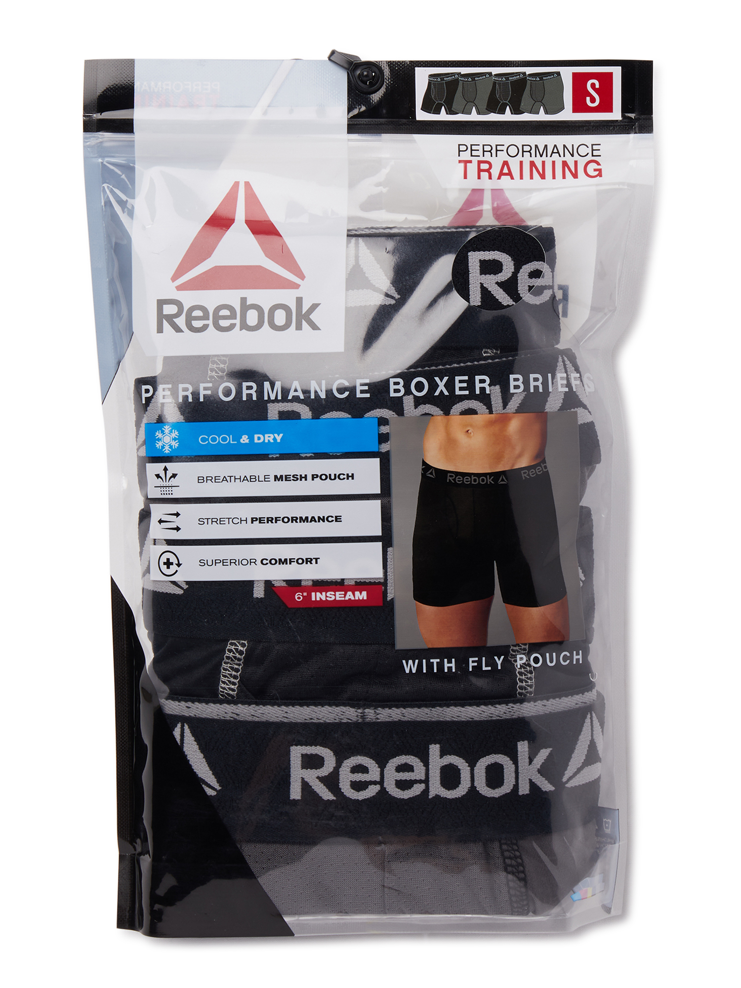 Reebok Men's Performance Regular Leg Boxer Briefs, 4 Pack - image 2 of 8